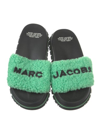 Marc Jacobs Shearling Colorblock Pattern Slides