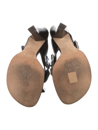 Marc Jacobs Leather Crystal Embellishments Slides