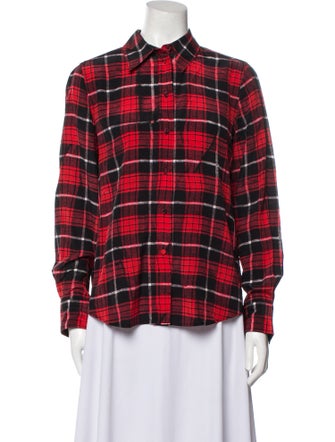 Marc Jacobs Silk Plaid Print Button-Up Top