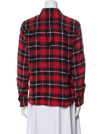 Marc Jacobs Silk Plaid Print Button-Up Top