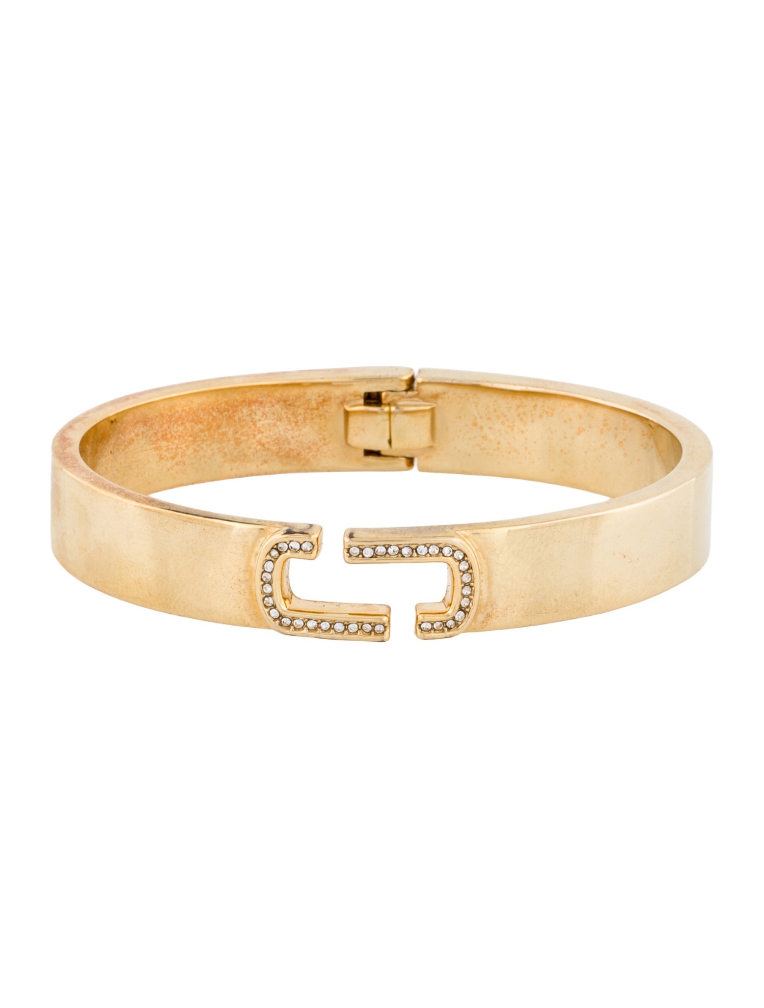 Marc Jacobs Crystal Logo Hinged Bangle Bracelet