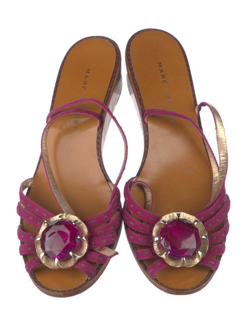 Marc Jacobs Suede Crystal Embellishments Slingback Sandals