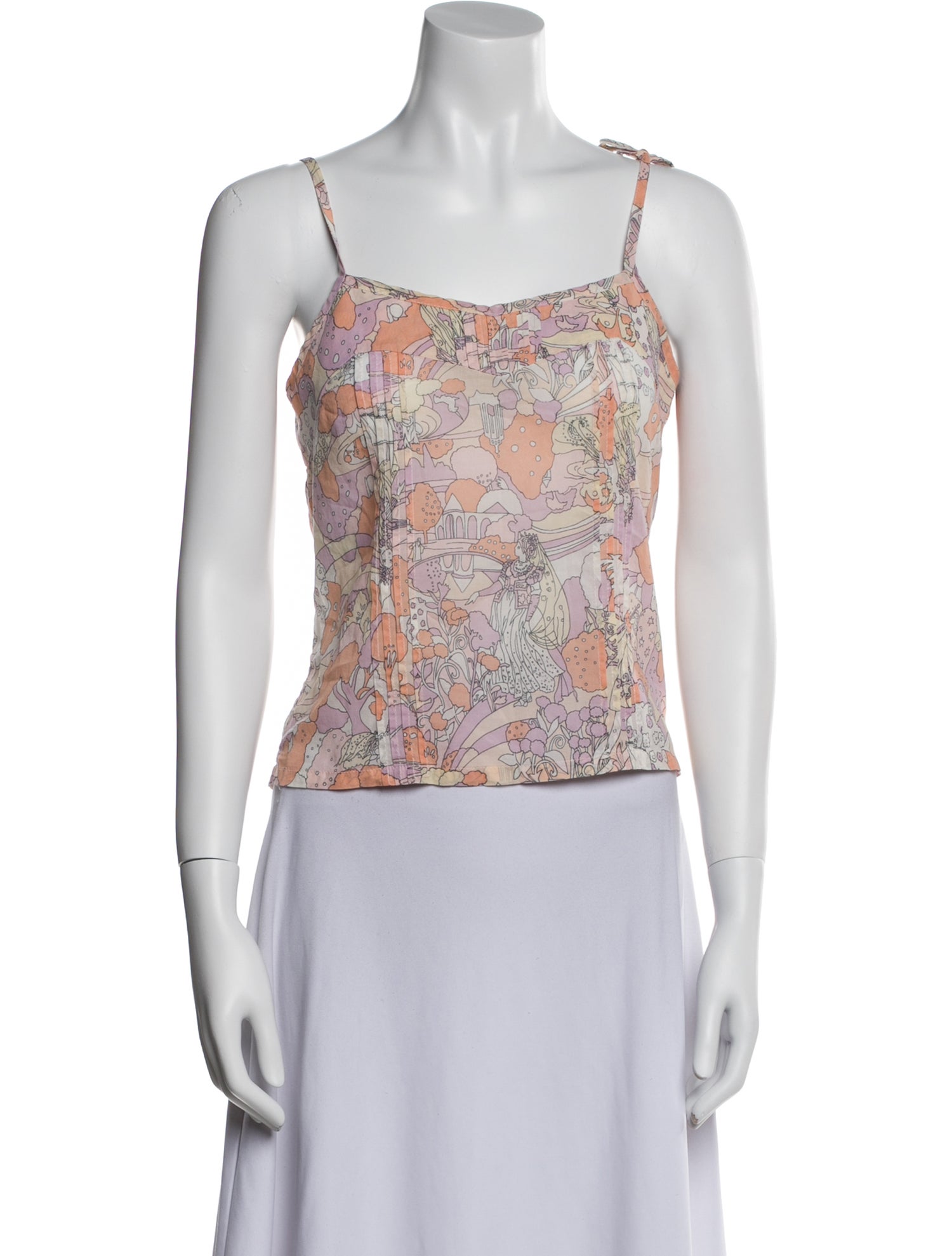 Marc Jacobs Floral Print Square Neckline Crop Top