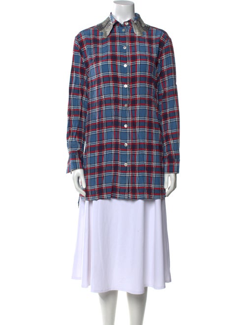 Marc Jacobs Silk Plaid Print Button-Up Top