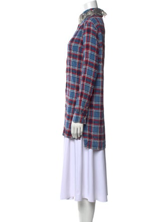 Marc Jacobs Silk Plaid Print Button-Up Top