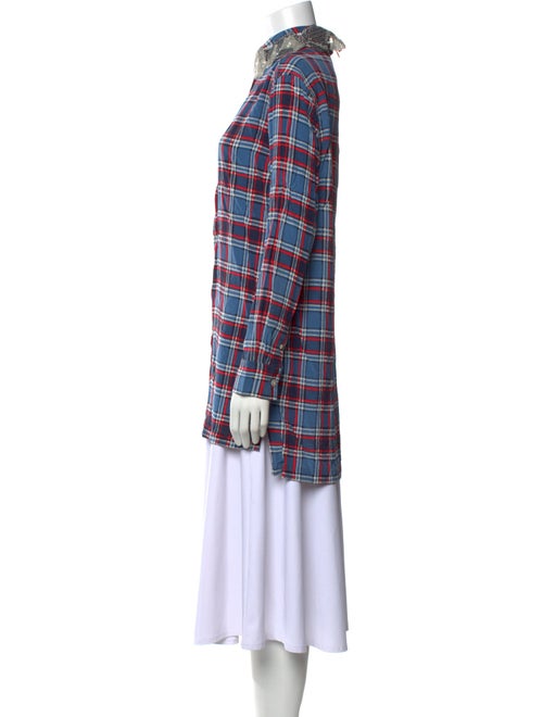 Marc Jacobs Silk Plaid Print Button-Up Top