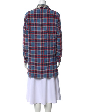 Marc Jacobs Silk Plaid Print Button-Up Top