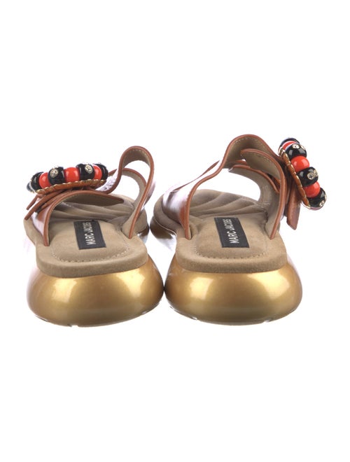 Marc Jacobs Leather Crystal Embellishments Slides