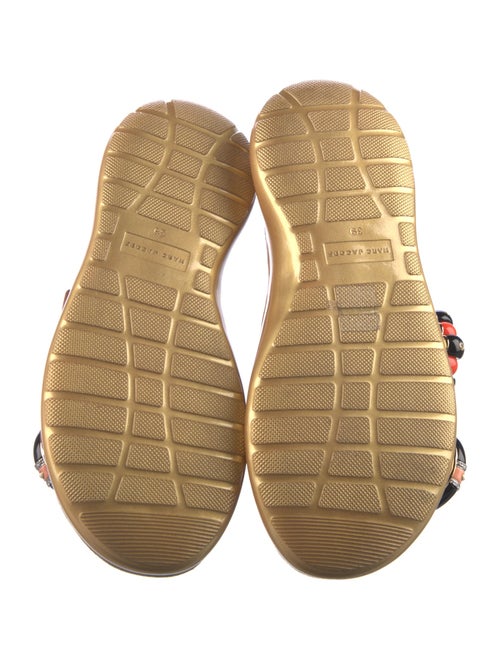 Marc Jacobs Leather Crystal Embellishments Slides