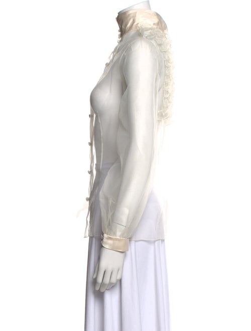 Marc Jacobs Mock Neck Long Sleeve Button-Up Top