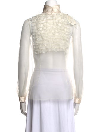 Marc Jacobs Mock Neck Long Sleeve Button-Up Top