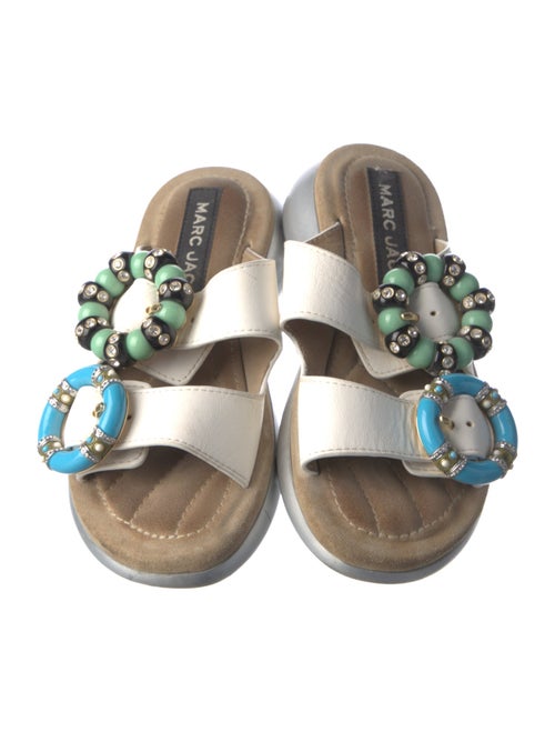 Marc Jacobs Leather Crystal Embellishments Slides
