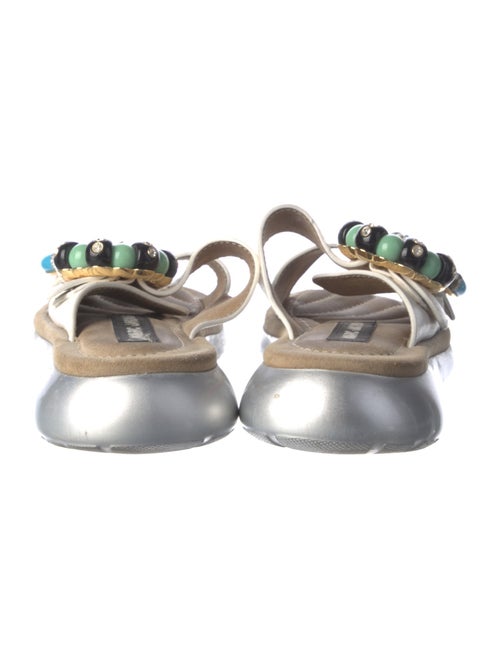 Marc Jacobs Leather Crystal Embellishments Slides