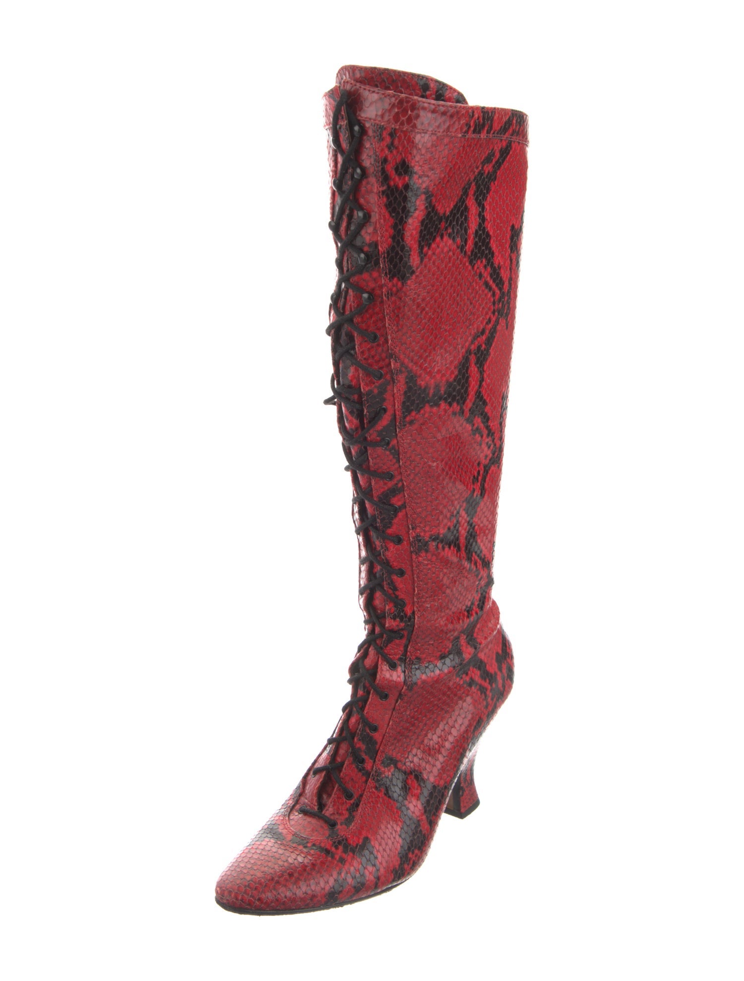 Marc Jacobs Leather Animal Print Lace-Up Boots