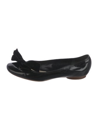 Marc Jacobs Patent Leather Bow Accents Ballet Flats
