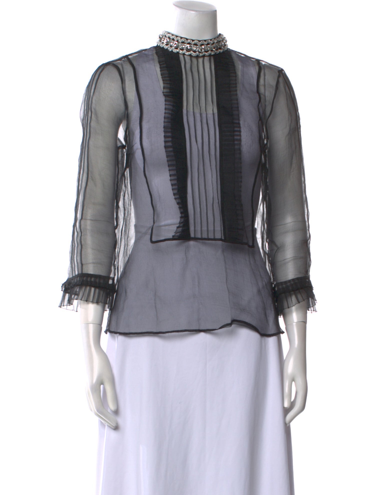 Marc Jacobs Mock Neck Three-Quarter Sleeve Blouse