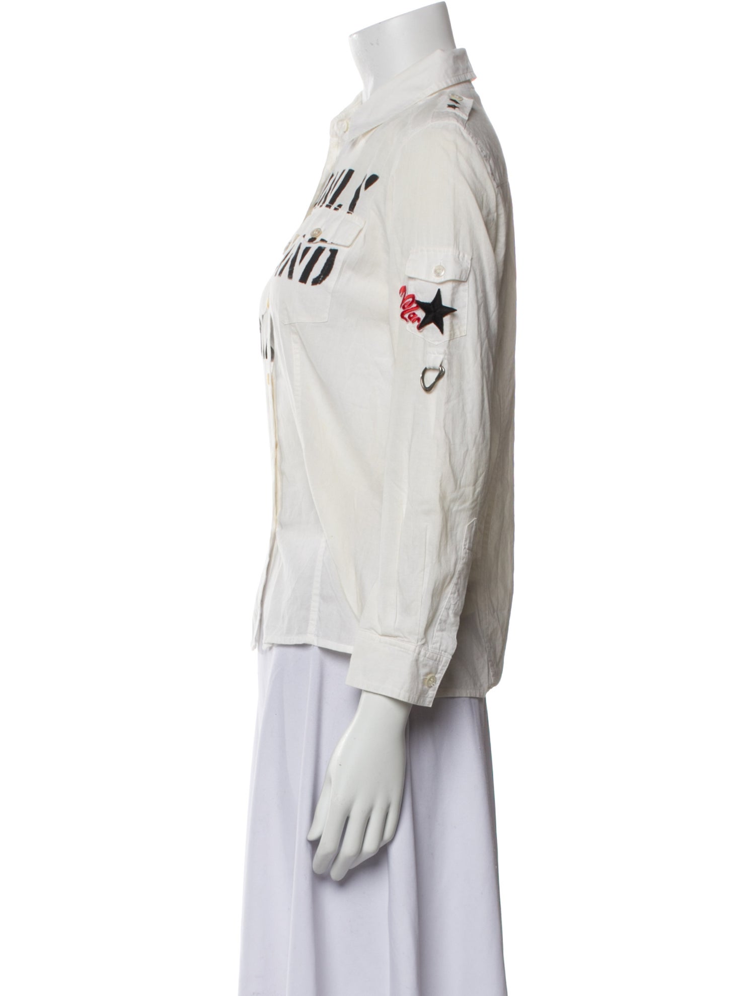 Marc Jacobs Printed Three-Quarter Sleeve Button-Up Top