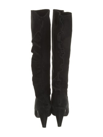 Marc Jacobs Suede Ruffle Embellishment Boots