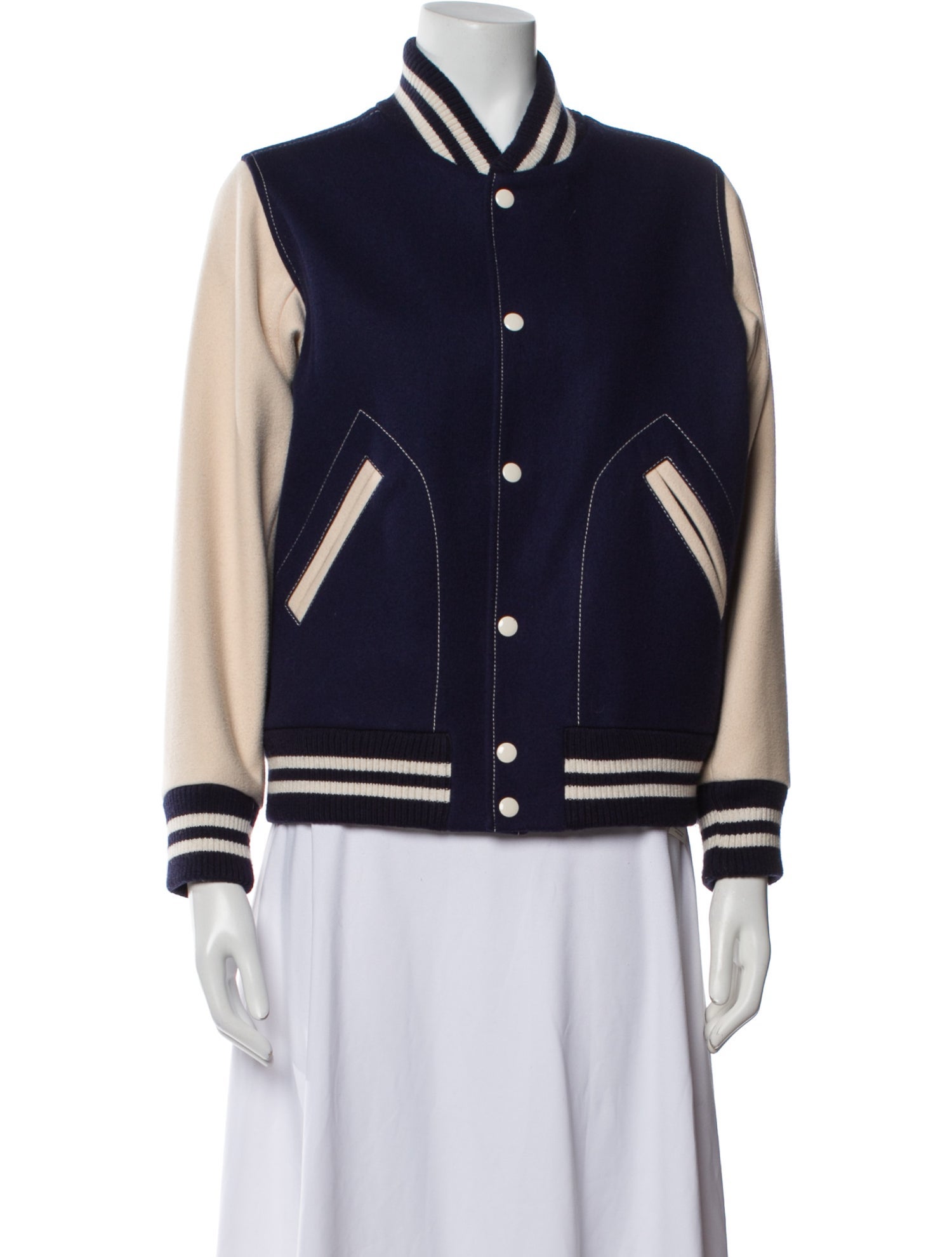 Marc Jacobs Wool Striped Bomber Jacket