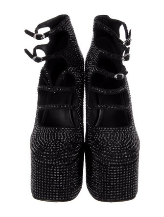 Marc Jacobs Suede Crystal Embellishments Lace-Up Boots