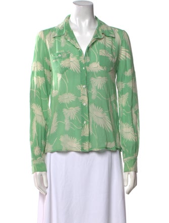 Marc Jacobs Floral Print V-Neck Button-Up Top