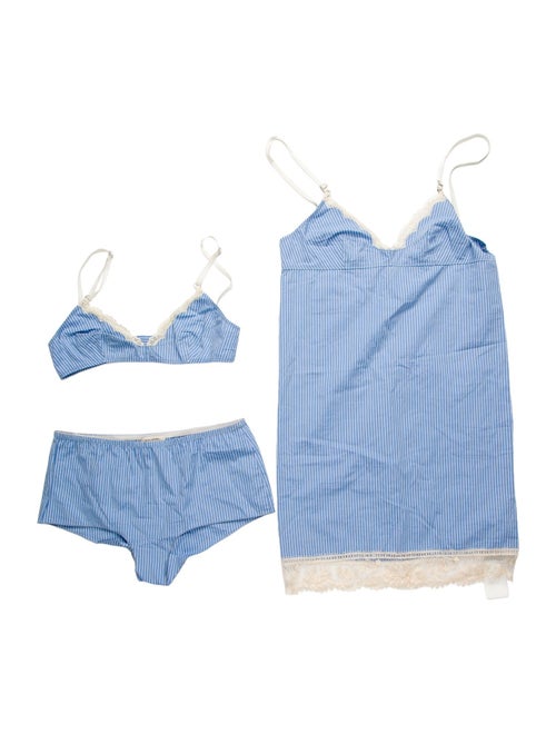 Marc Jacobs Striped Lace Trim Embellishment Pajamas