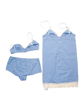 Marc Jacobs Striped Lace Trim Embellishment Pajamas