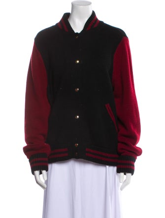 Marc Jacobs Wool Colorblock Pattern Bomber Jacket