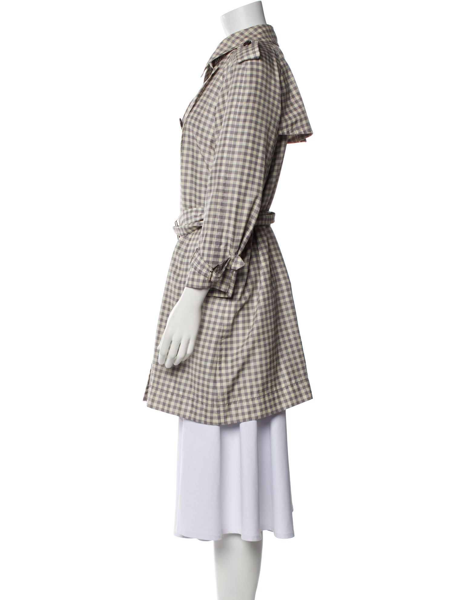 Marc Jacobs Silk Plaid Print Trench Coat
