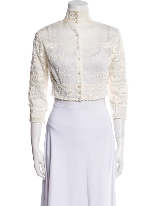 Marc Jacobs Mock Neck Three-Quarter Sleeve Crop Top