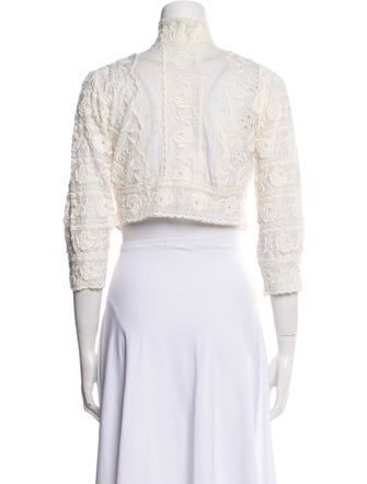 Marc Jacobs Mock Neck Three-Quarter Sleeve Crop Top