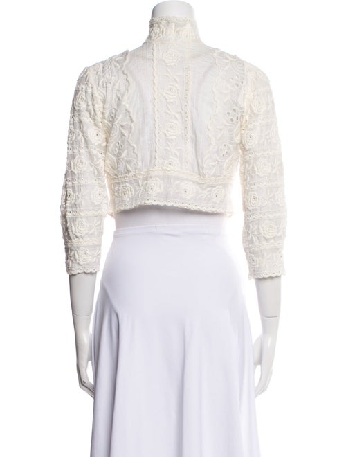 Marc Jacobs Mock Neck Three-Quarter Sleeve Crop Top