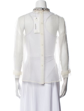 Marc Jacobs Mock Neck Three-Quarter Sleeve Blouse