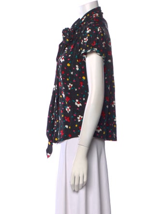 Marc Jacobs Floral Print Silk Button-Up Top