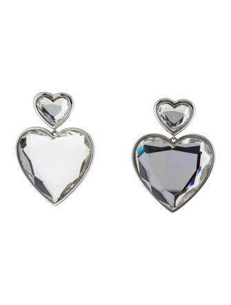 Marc Jacobs Crystal-Embellished Heart Drop Earrings