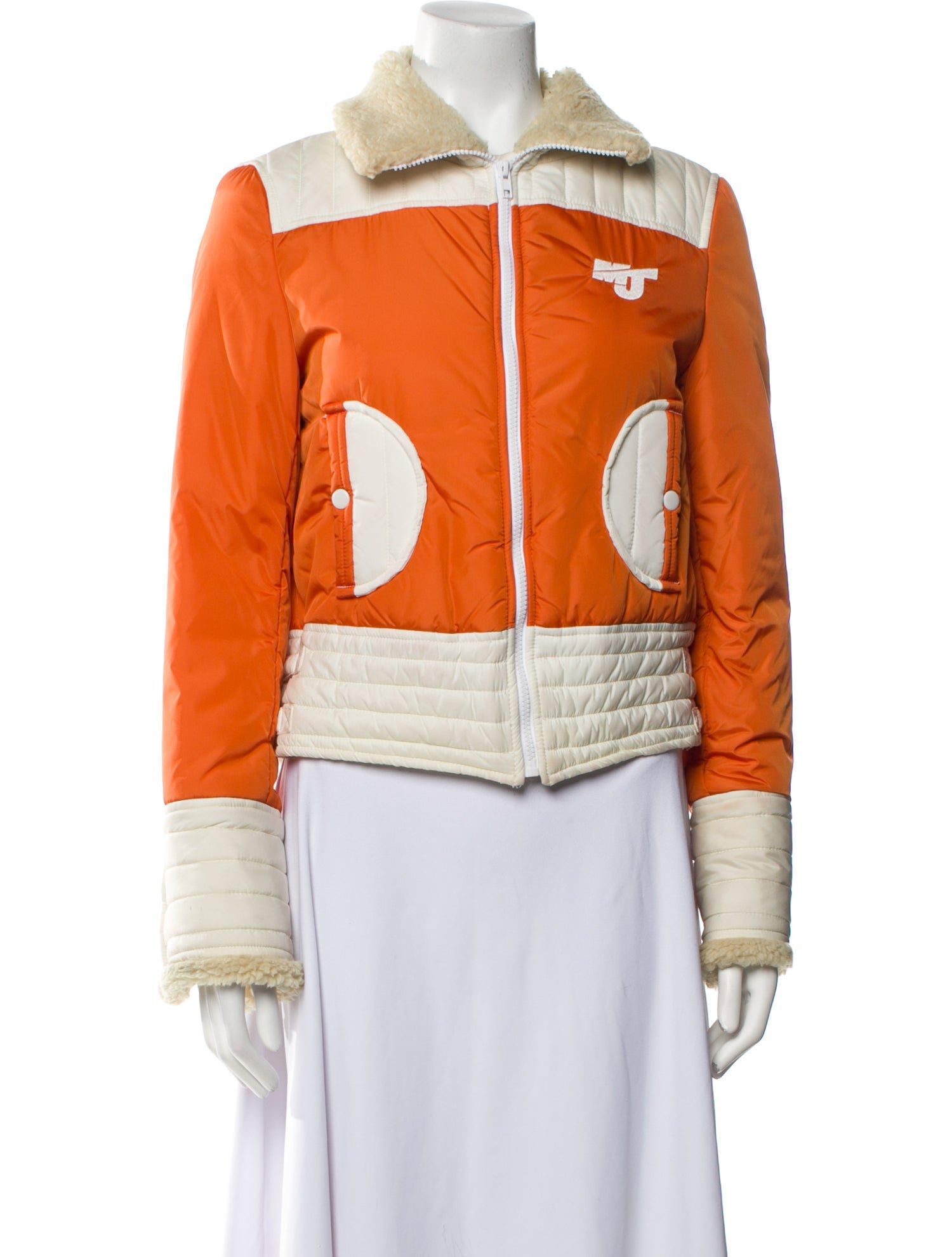 Marc Jacobs Nylon Colorblock Pattern Biker Jacket