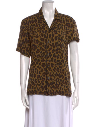 Marc Jacobs Animal Print Short Sleeve Button-Up Top