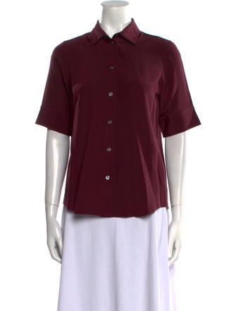 Marc Jacobs Silk Short Sleeve Button-Up Top