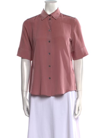 Marc Jacobs Silk Short Sleeve Button-Up Top