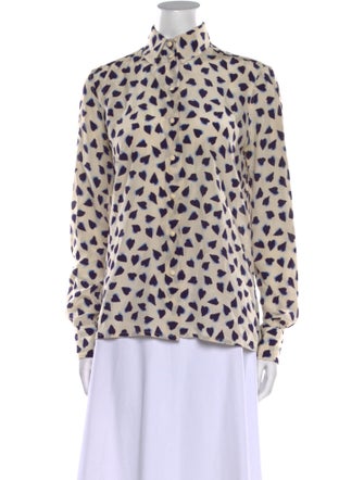 Marc Jacobs Printed Mock Neck Button-Up Top