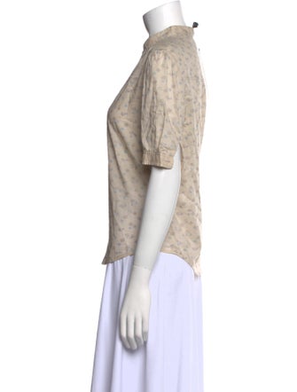 Marc Jacobs Printed Mock Neck Button-Up Top