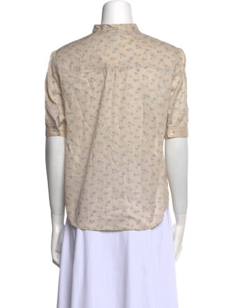 Marc Jacobs Printed Mock Neck Button-Up Top