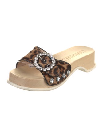 Marc Jacobs Leather Animal Print Slides