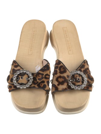 Marc Jacobs Leather Animal Print Slides