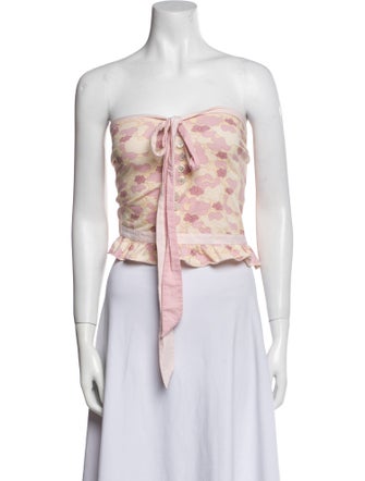 Marc Jacobs Floral Print Strapless Crop Top