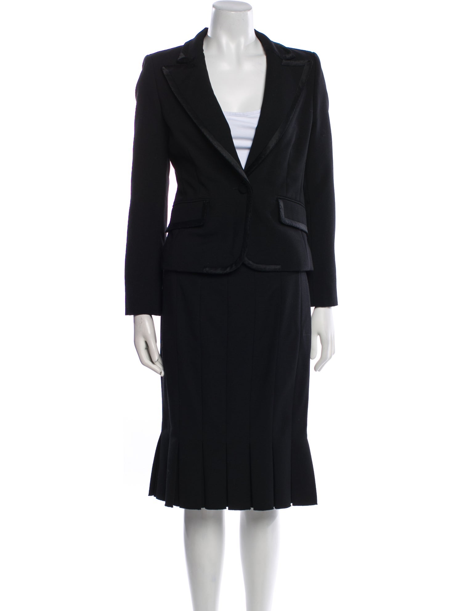 Marc Jacobs Wool Pleated Accents Skirt Suit