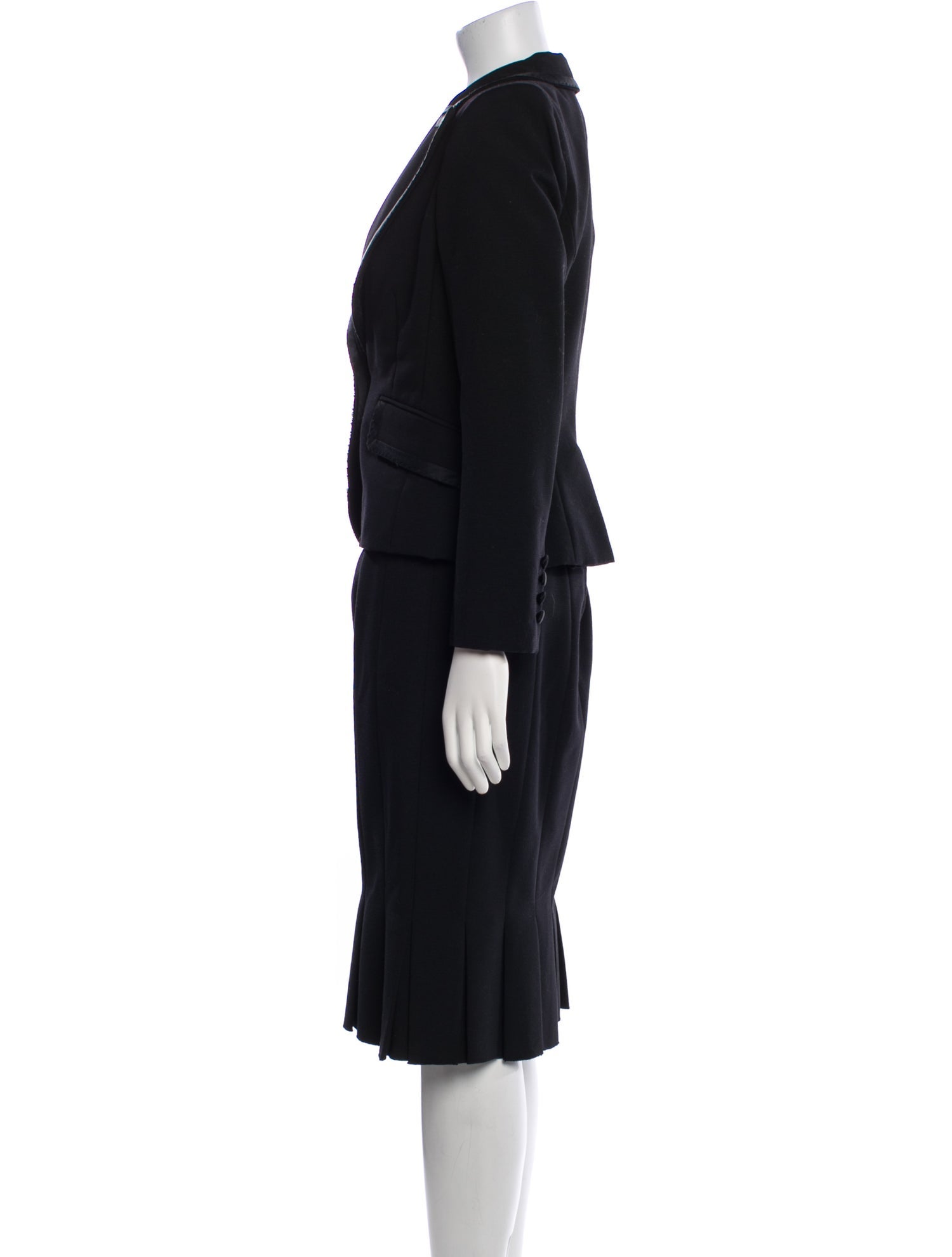Marc Jacobs Wool Pleated Accents Skirt Suit