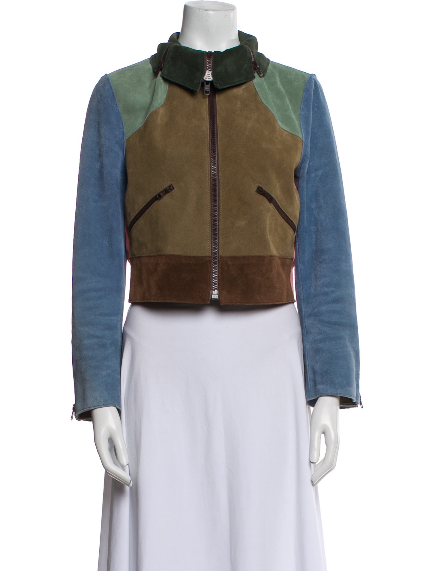 Marc Jacobs Leather Colorblock Pattern Jacket