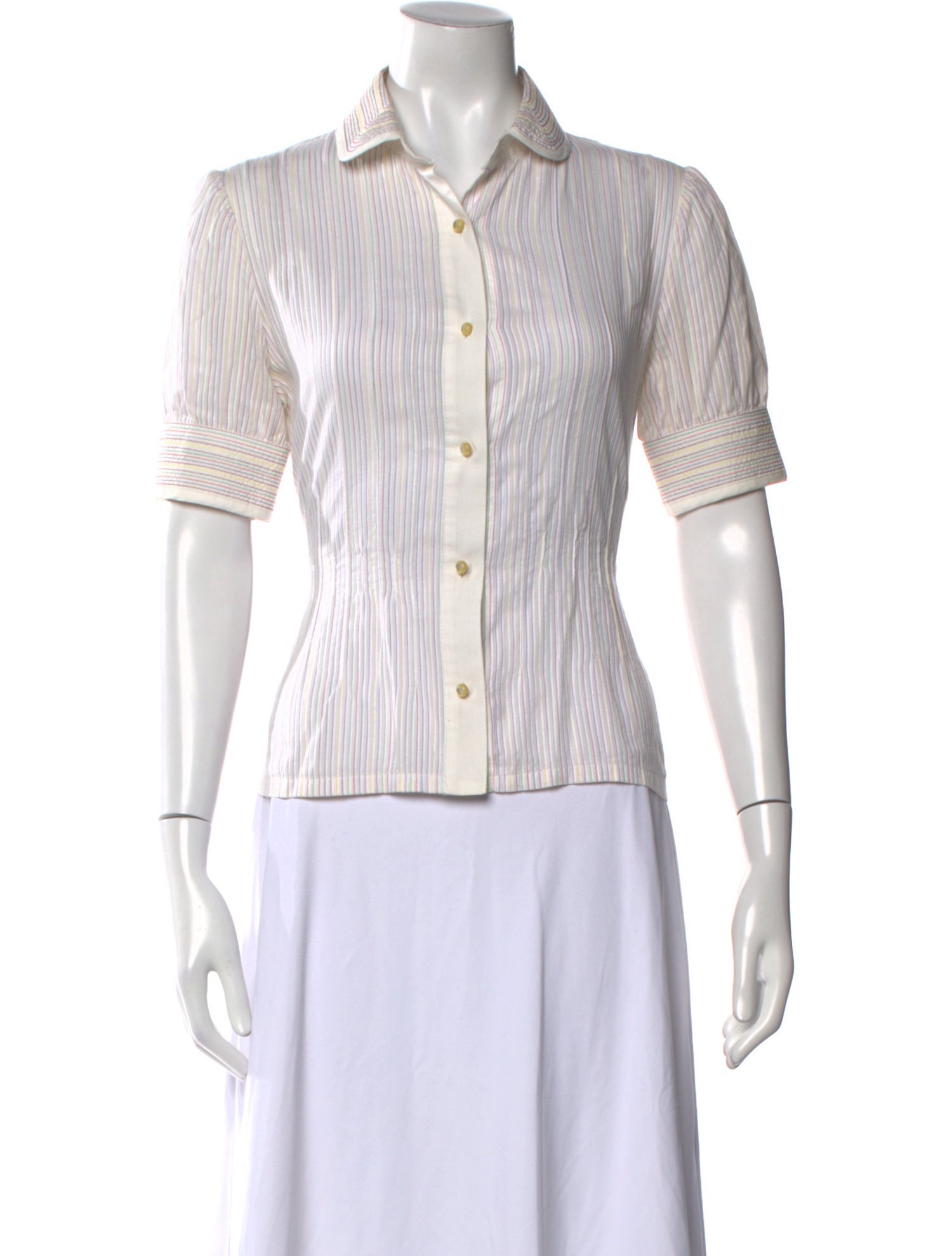 Marc Jacobs Striped Short Sleeve Button-Up Top