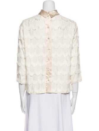 Marc Jacobs Mock Neck Three-Quarter Sleeve Blouse